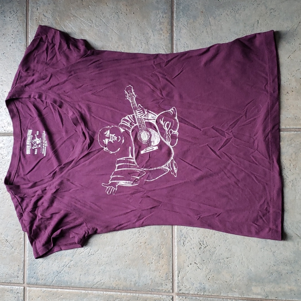 Vintage True Religion purple guitar Buddha t shirt. Size xs